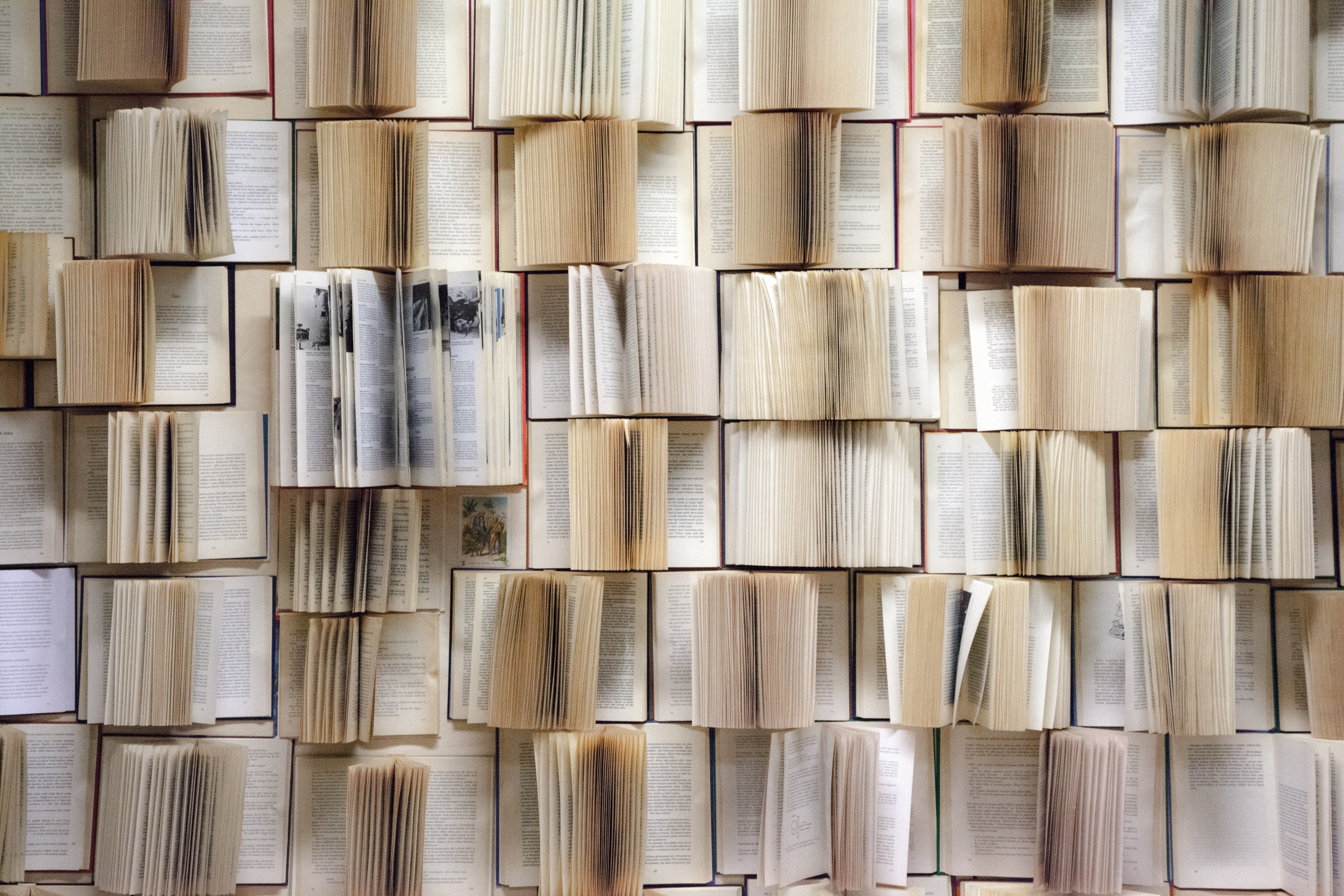 wall of books opened