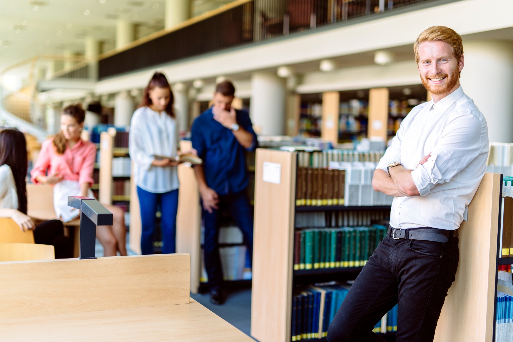 People in library
